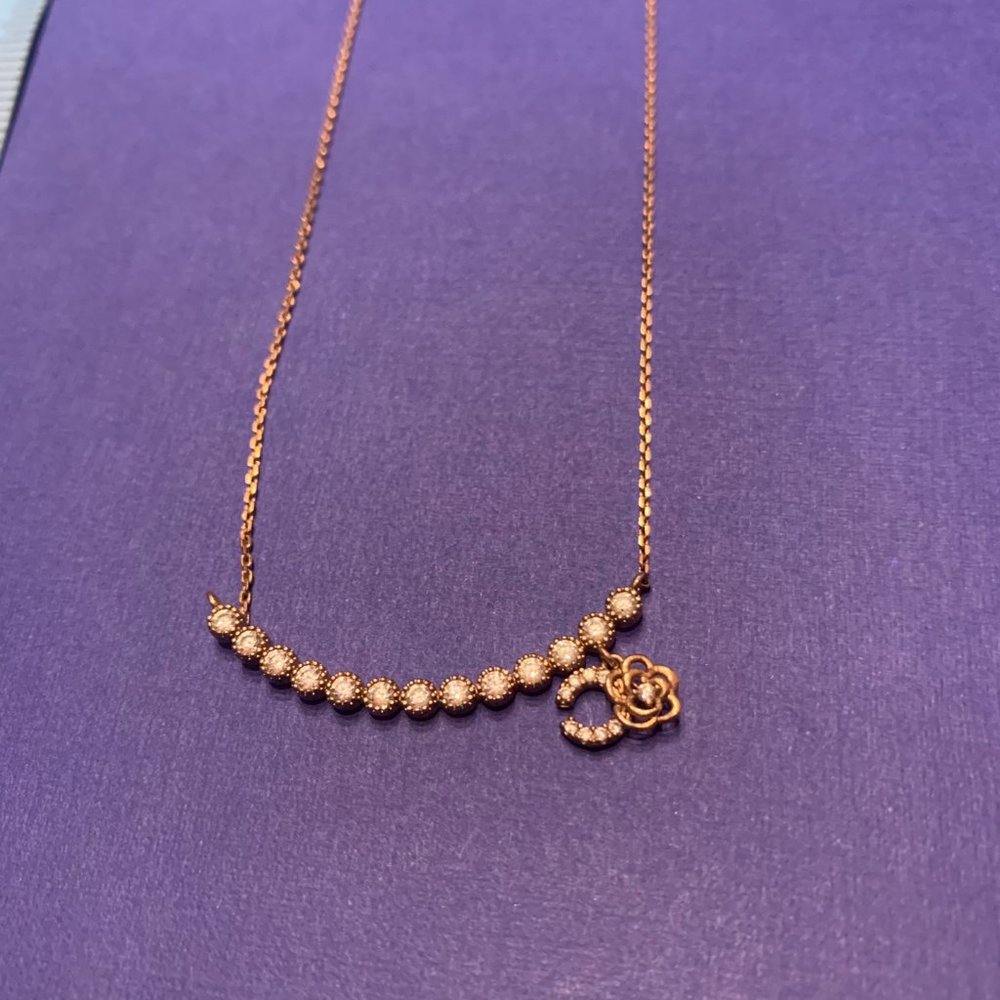 CC Style Necklace Pink Gold over Silver